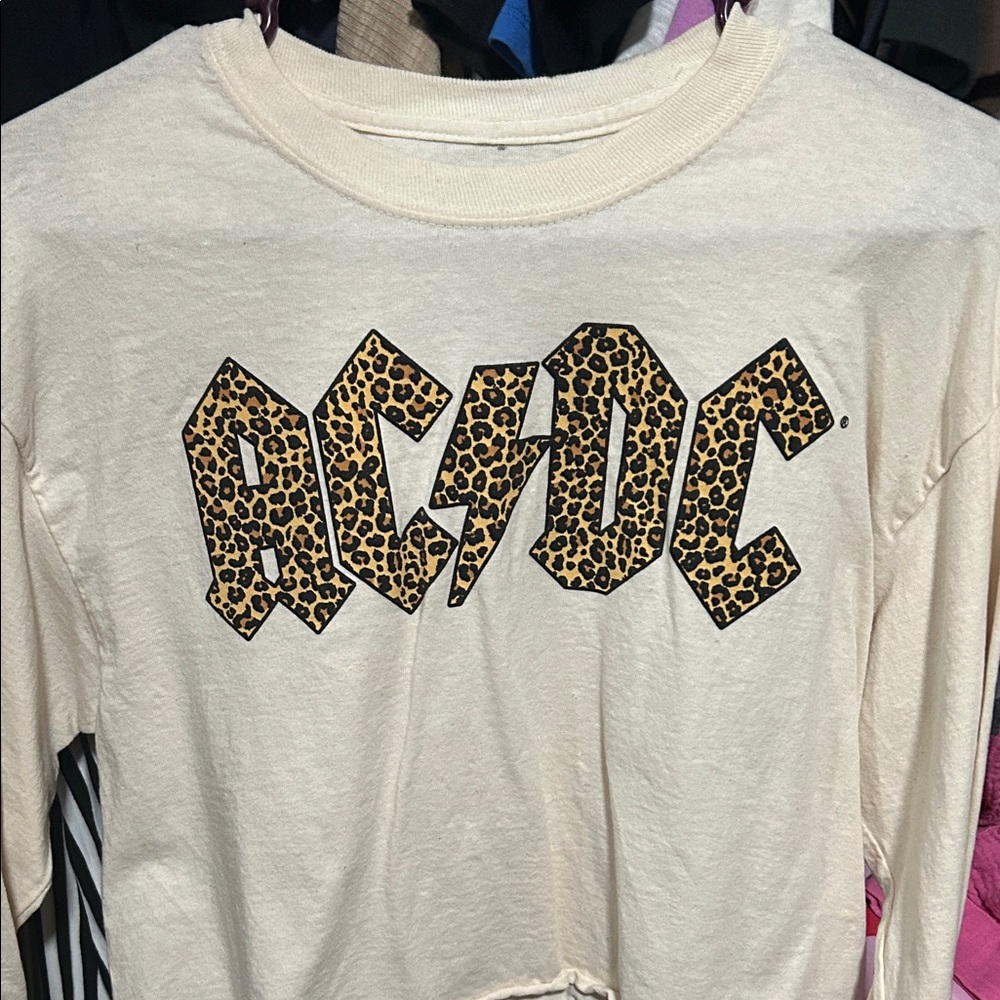 AC/DC Cream Leopard Logo Top